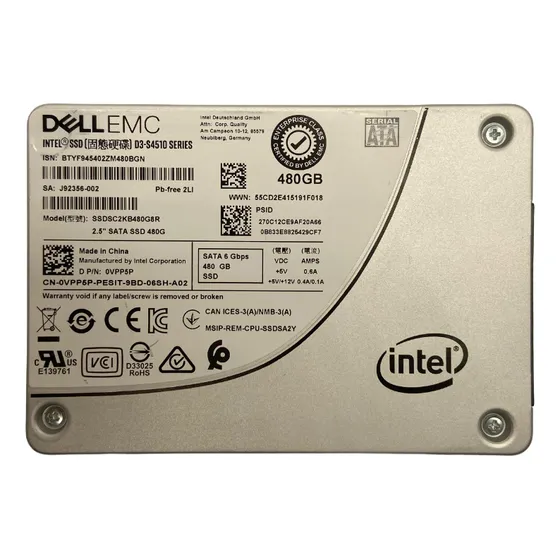 Ssd 480gb Dell Servidor Intel Enterprise S4510 0vpp5p Vpp5p Cor Prateado SATA III