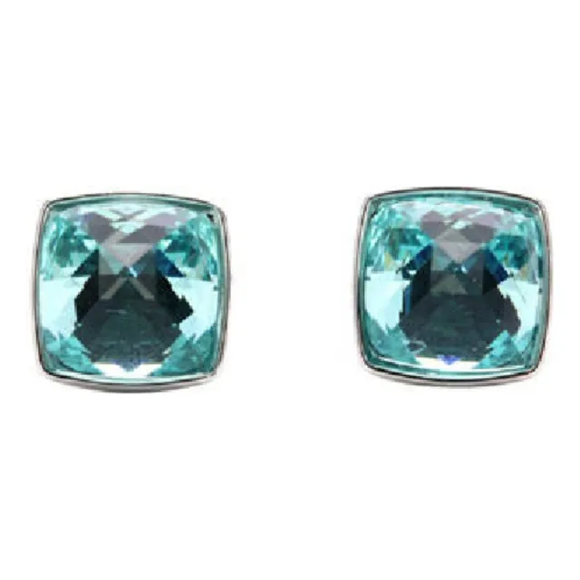 Zarcillos De Cristal Marca Swarovki Original Verde Agua