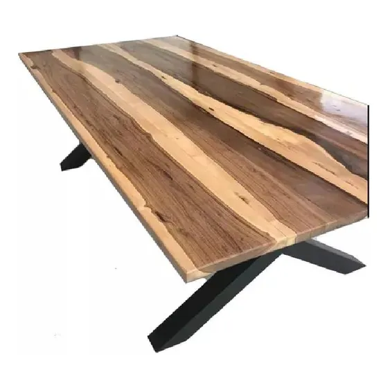 Mesa  Tablon De Guayubira Con Patas De Caño A Medida