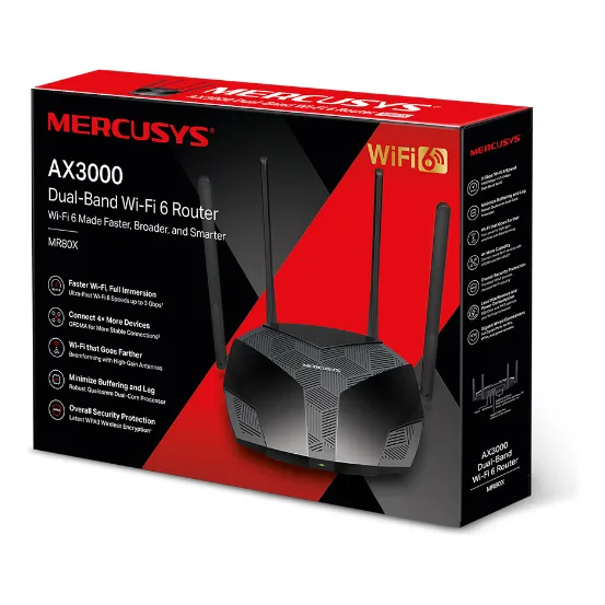 Router Doble Banda Mercusys Ax300 Gigabit Wifi 6 Mr80x