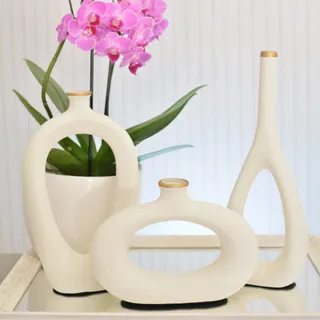 Enfeite Rack Sala Trio Vaso Branco Decorativo Objetos Decora Enfeite Rack Sala Trio Vaso Branco Decorativo Objetos Decora