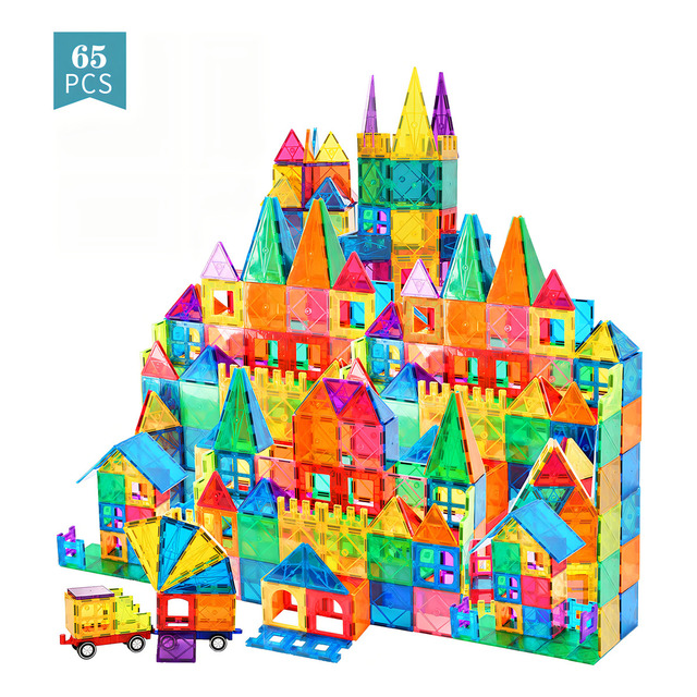 Brinquedo De Construção Blocos De Montar Magnéticos 65 Peças