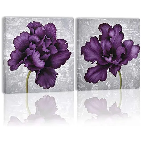 Flor Morada Pared Arte Decoración Tela Pintura Cocina Rbhny