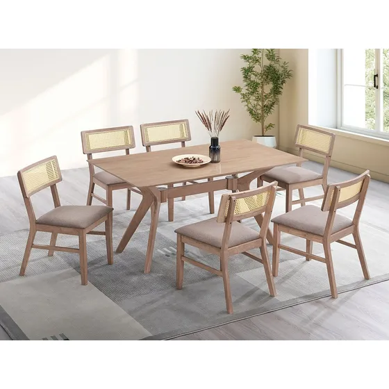 Juego De Comedor 6 Sillas Mesa Rectangular Madera Maciza