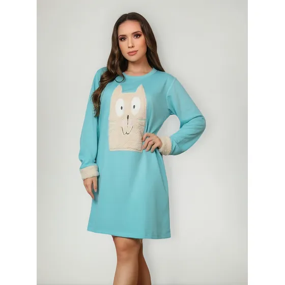 Camisão Moletim Pv Flanelado Com Detalhe Em Pelo Na Manga 