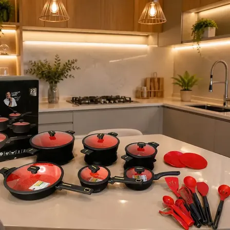 Conjunto Panelas Cerâmica Creta Antiaderente Premium Preto
