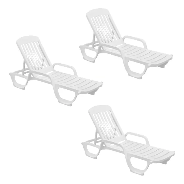 Kit 03 Espreguiçadeira Piscina Em Plástico Com Rodinhas