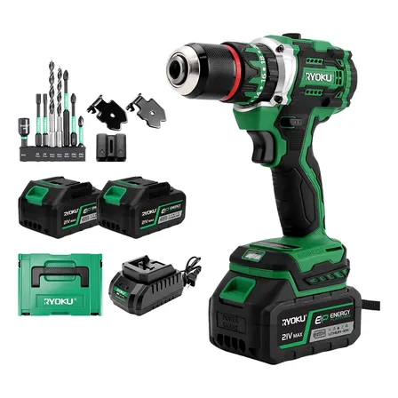 Furadeira Parafusadeira Impacto Brushless 2 Baterias Ryoku Verde 127/220v
