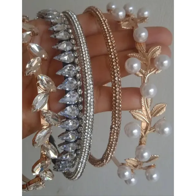 Cintillos De Moda, Tiaras, Diademas, Perlas Dorado, Chicas
