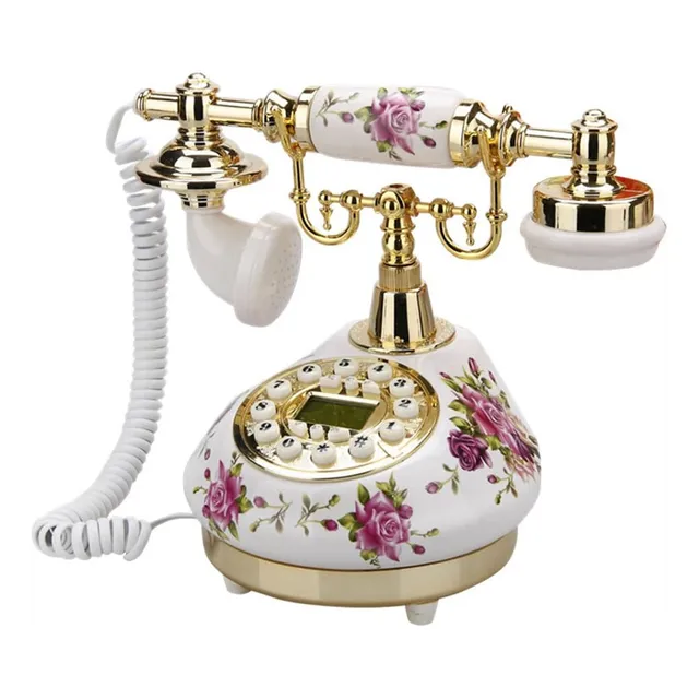 Teléfono Antiguo Decoración Con Botones Y Cable