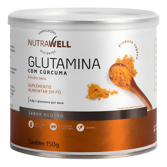 Glutamina Nutrawell Com Extrato Curcumina Vegano 150g