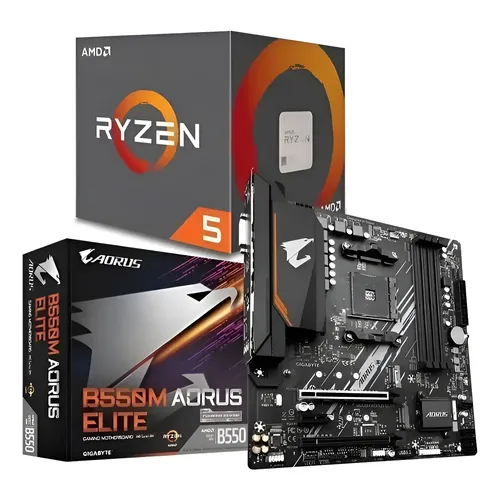 Kit Amd Ryzen 7 5700x + B550m Aorus Elite Gigabyte Preto | Frete