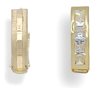 Arracadas Zirconias 14 Mm En Oro Sólido 10k Niña Adolescente Arracadas Zirconias 14 Mm En Oro Sólido 10k Niña Adolescente