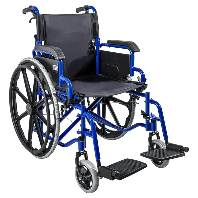 Silla Ruedas Plegabble Ligera Aluminio Todo Terreno 2 Frenos Color Azul