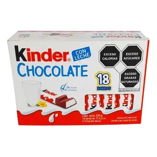 Kinder Chocolate Con Leche Barra T1 18 Pzas 225g