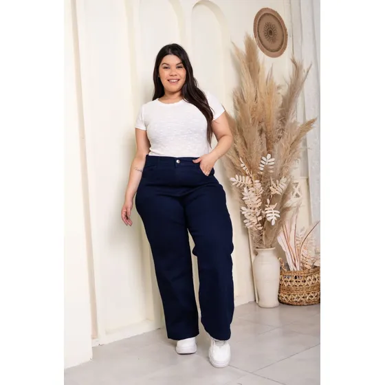 Jean Wide Leg Elastizado Talles Grandes Mujer