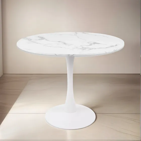 Mesa Comedor Simil Marmol Tulip Premium 100 Cm Deco Hogar