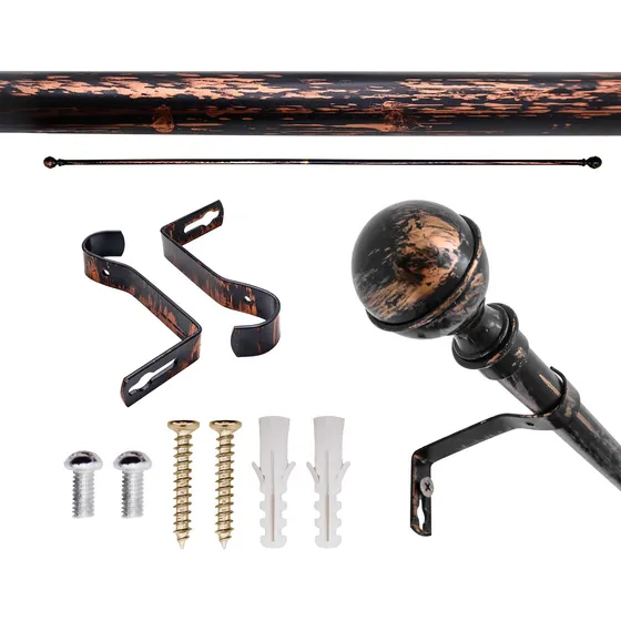Barral De Cortina Patagonia Home Metal Redonda 2m Color Negro Y Bronce