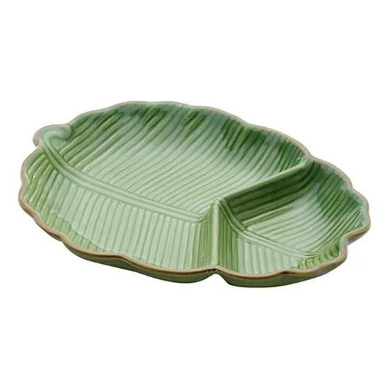 Petisqueira Travessa Folha Cerâmica 26,5cm Class Home
