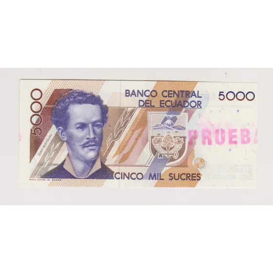 Billete Ecuador 5000 Sucres Prueba Año 1995 Sin Circular