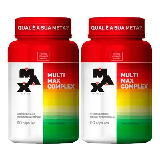 2x Multivitaminico Multimax Complex 90 Cáps - Max Titanium Sabor Sem Sabor