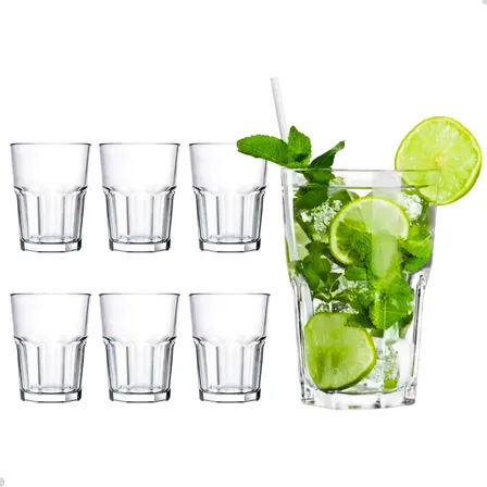 Jogo 6 Copo Facetado Rigolleau 400ml  Resistente Class Home Transparente