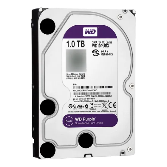 Disco Wd 1tb Purpura Para Video Vigilancia 24/7 365 Días Color Violeta