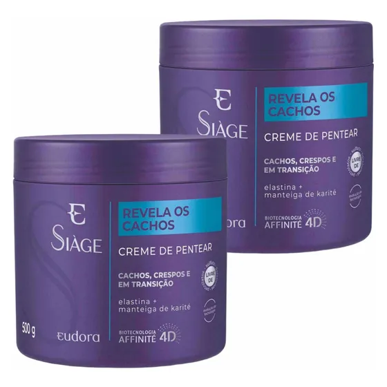 Creme De Pentear Revela Cachos Siàge Eudora 500g - Kit 2un