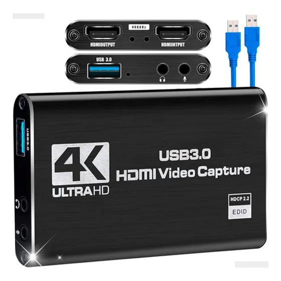 Placa De Captura De Vídeo Hdmi 4k Full Hd Usb 3.0 Com Áudio