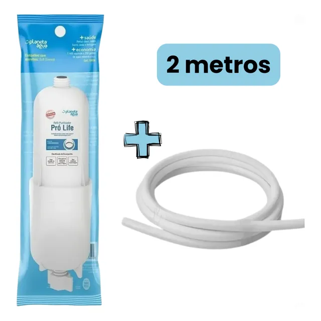 Refil Filtro Pro Life Compatível Soft + 2m Mangueira 3/8 