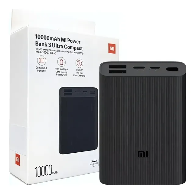 Power Bank Xiaomi 3 Ultra Compact 10000mAh Portátil Core Negro