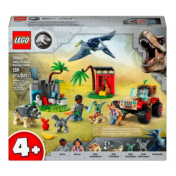 Lego Jurassic 76963 Baby Dinosaur Rescue Center Número de peças 139