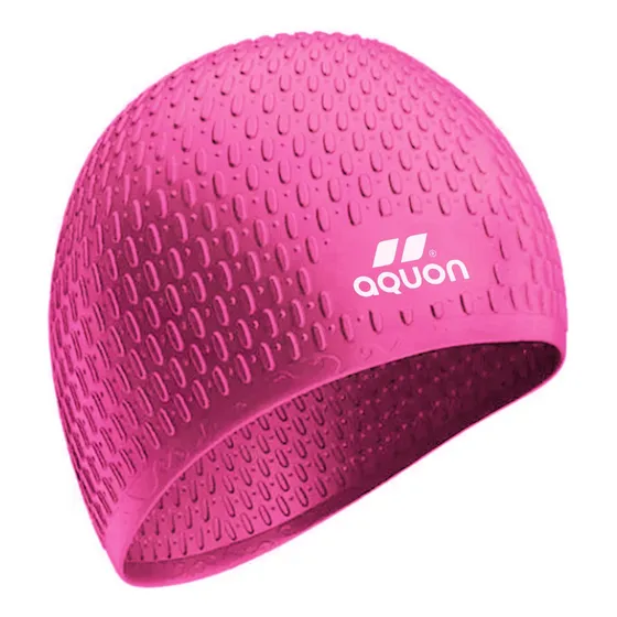 Gorra De Natación Aquon Bubble Silicona Adulto Pelo Largo Color Rosa Diseño de la tela Lisa