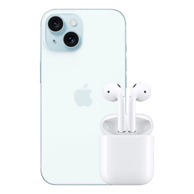 Apple iPhone 15 128gb Azul Rfb + AirPods 2 Blanco