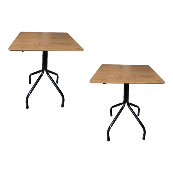 Kit 2 Mesas Restaurante Bares Sorveterias 70x70 C Lugares Cor Embuia / Preto
