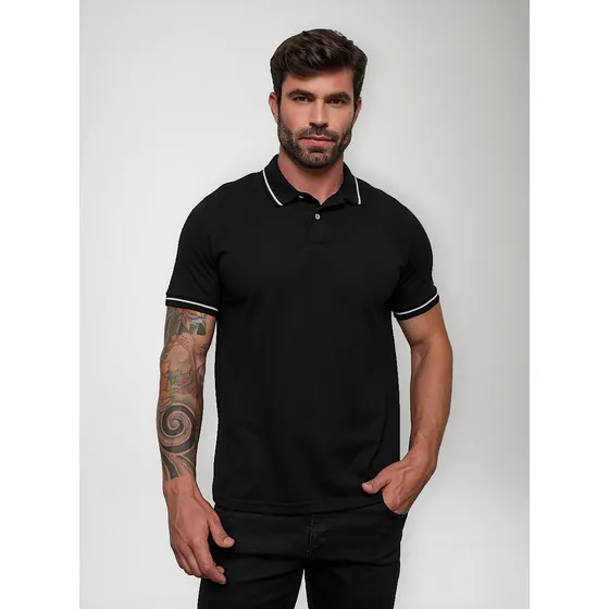 Camisa Polo Masculina 100% Algodão Piquet Duplo Premium