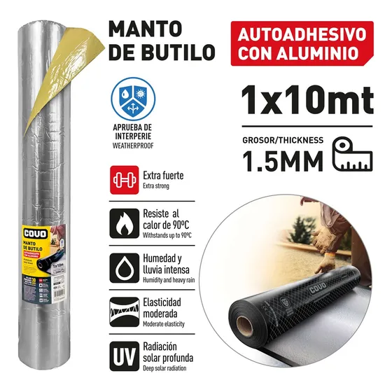 Manto Adhesivo Para Techo Aluminio Butilo Covo