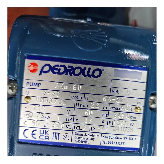 Bomba De Agua Marca Pedrollo De 1hp Periférica 110v 