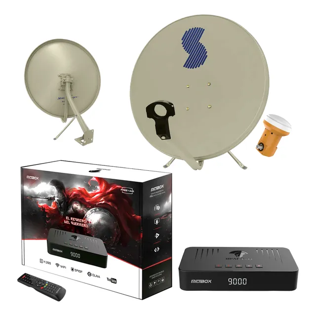 Kit Tv Fta Receiver Carbono Hd + Antena Satelital 60cm + Lnb