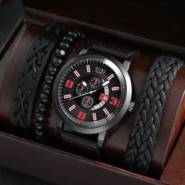 Reloj Caballero Y Set  De 5 Ulceras Cuero