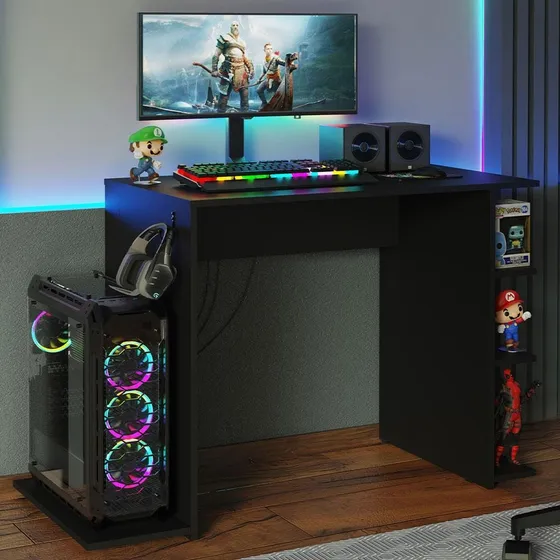 Escritorio Gamer Madesa 9414 Para Pc Y Consola Color Negro