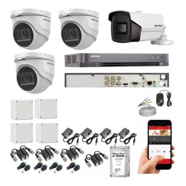 Kit Camaras De Seguridad Hikvision 8mpx-dvr 4ch+4 Cam+disco 