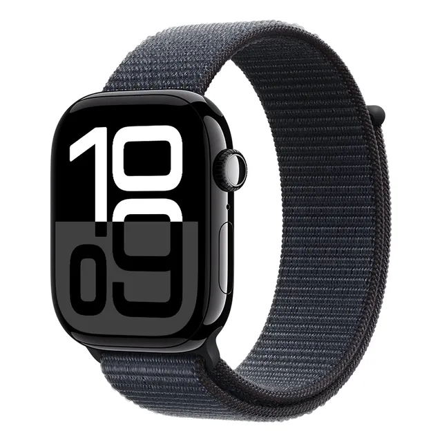 Apple Watch Series 10 GPS • Caja de aluminio negro azabache de 46 mm • Correa loop deportiva color tinta