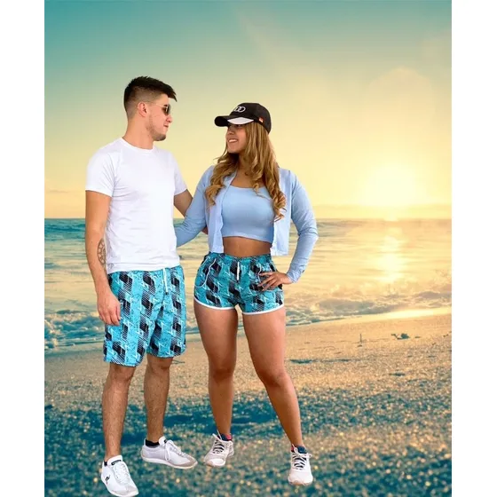 Pantaloneta Pareja Playera Para Hombre Y Mujer 