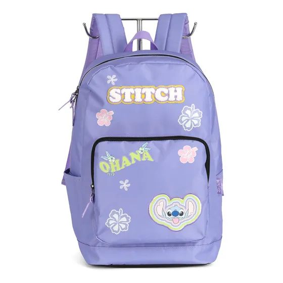 Mochila De Costas Meninas Juvenil Stitch Disney Cor Lilás Luxcel