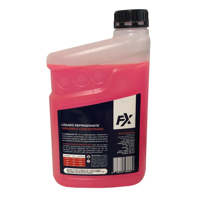 Liquido Refrigerante Organico Concentrado Tipo A 1 Lt Rojo