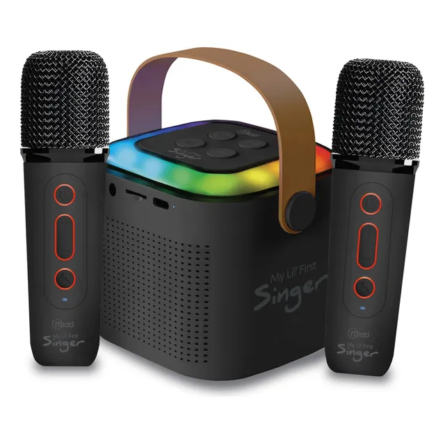 Parlante My Lil First Singer Luz Rgb 2 Mic Inalam Mlab 09393 Color Negro