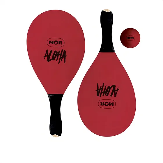 Paleta Tennis De Playa Mor Con Pelota Goma Eva En Empuñadura Color Rojo