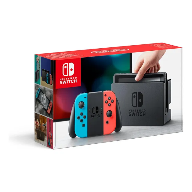 Nintendo Switch Black Neon Blue & Neon Red + Zelda Botw