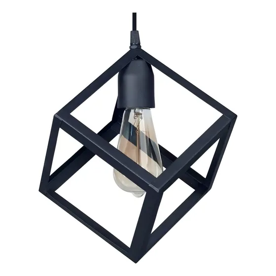 Lampara Colgante 1 Luz Cubo Deco Moderna Apto Led Ferrolux Estructura Negro